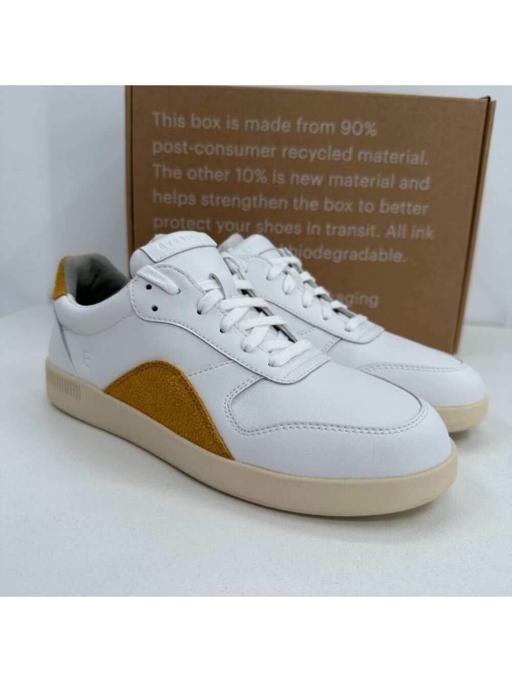 Everlane ReLeather® Court Sneaker size 11 Women's Lace-up Shoes White/Mustard